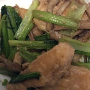 菌活もねᕷ* 鶏むね肉と小松菜のオイマヨ炒めꕤ୭*